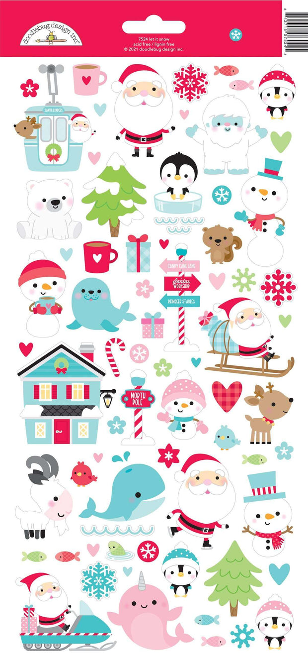 Doodlebug - Let it Snow - Icon Stickers-Doodlebug Designs Inc-Card Stock Stickers,christmas,Doodlebug Design Studios