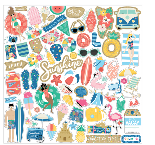 Echo Park - Dive into Summer - 12x12 Element Sticker Sheet