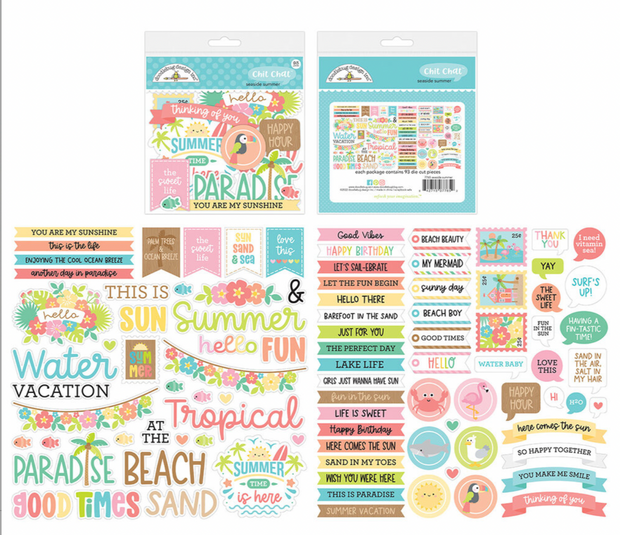 Doodlebug - Seaside Summer - Chit Chat Die Cut Card Stock