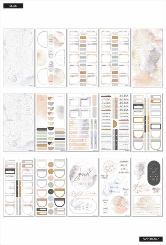 The Happy Planner - Neutral Watercolour 30 Sheet Value Sticker Pack-Me and My Big Ideas-Happy Planner Classic size stickers,Planner Stickers,Sticker Books
