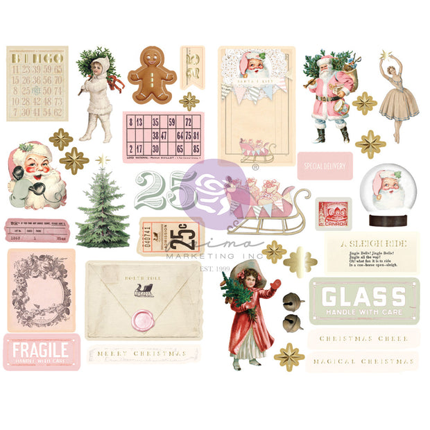 Prima Marketing - Christmas Market - Chipboard Pieces with Gold Foil