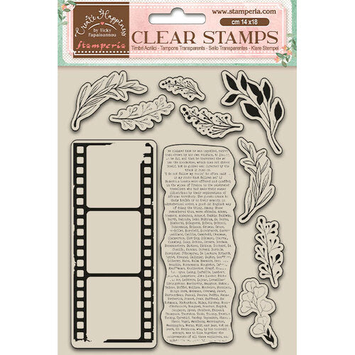 Stamperia - Create Happiness - 14x 18 Leaves And Movie Film Acrylic Stamp