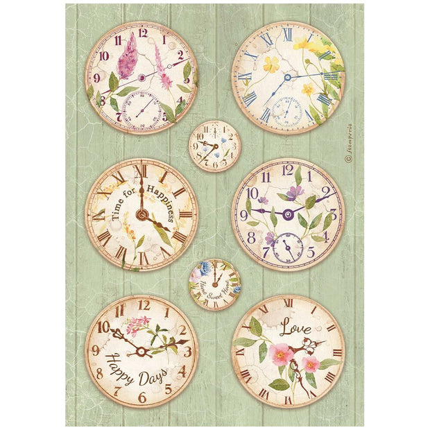 Stamperia - Welcome Home - Clocks A4 Rice Paper