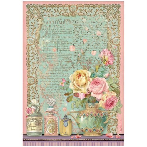 Stamperia - Rose Parfum -  Parfumeur Royal A4 Rice Paper
