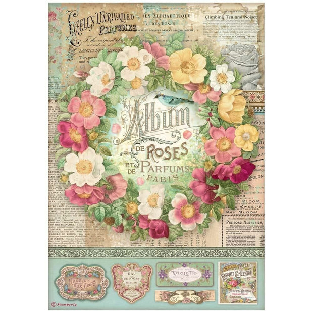 Stamperia - Rose Parfum - Album De Roses A4 Rice Paper