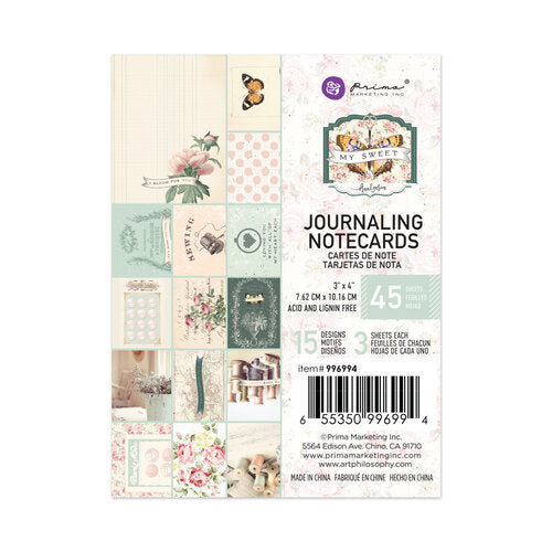 Prima - My Sweet - 3x4 Journaling Cards-Prima Marketing-import_2021_06_22_224249,Journaling Cards,My Sweet,Prima Marketing,Prima Watercolor Floral