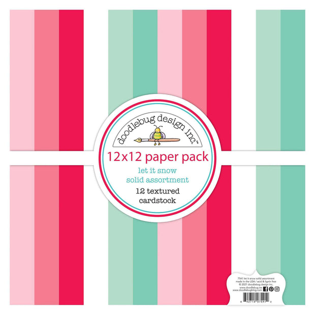 Doodlebug - Let it Snow - Texured Cardstock Assort-Doodlebug Designs Inc-12x12 Paper,christmas,Doodlebug Design Studios,pink