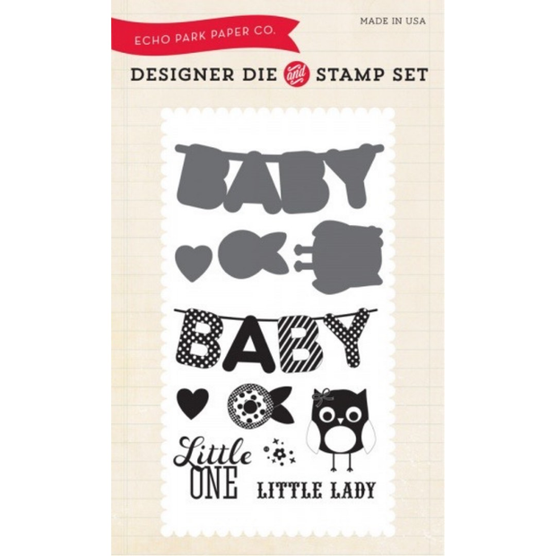 Echo Park - Little One - Clear Stamp and Die Set-Echo Park Paper-baby,import_2021_06_22_224249,Julie Nutting Stamps,owl,STAMPS