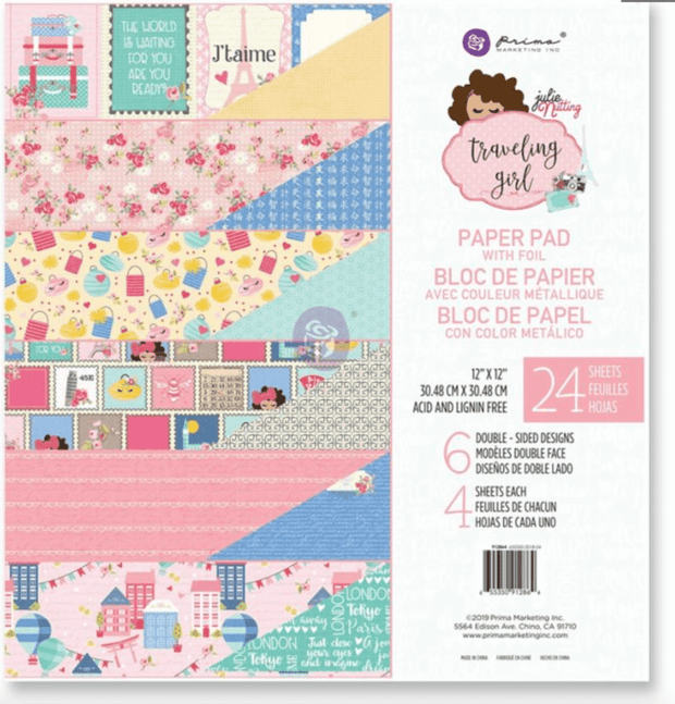 Prima Marketing By Juile Nutting - Traveling Girl - 12x12 Paper Pad