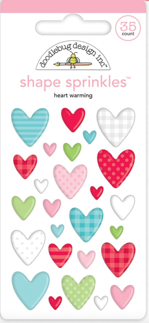 Doodlebug - Let It Snow - Heart Warming Shape Sprinkles Adhesive Enamel Stickers-Doodlebug Designs Inc-Christmas stickers,Doodlebug Design Studios,enamel