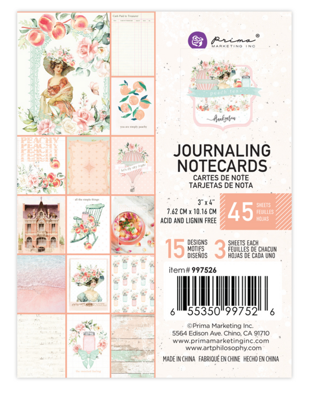 Prima Marketing - Peach Tea - 3x4 Journaling Cards