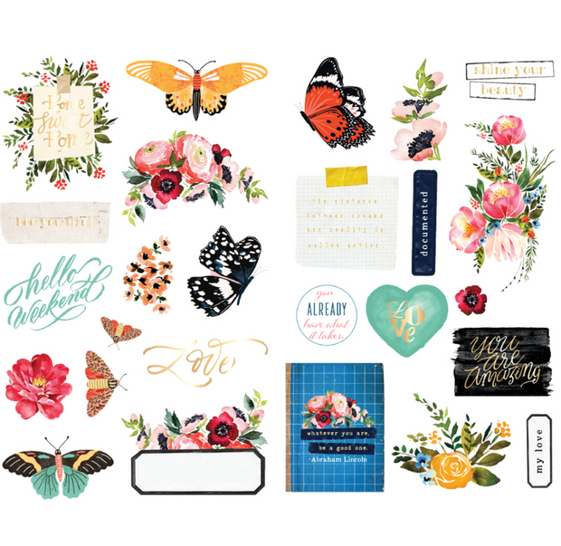 Prima Marketing - Painted Floral - Chipboard Stickers