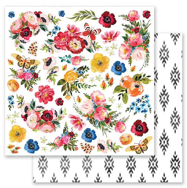 Prima Marketing - Painted Floral - All The Flowers 12x12 Single Sheet