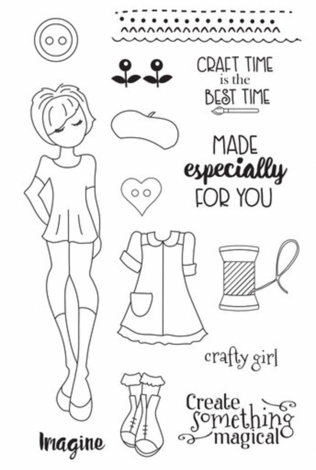 Julie Nutting - Mindy - 14 Piece Doll Cling Stamp
