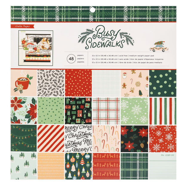 Crate Paper - Busy Sidewalks - 12x12 Paper Pad-Crate Paper-12x12 Paper,christmas,Christmas Tree,Coloured card,Red